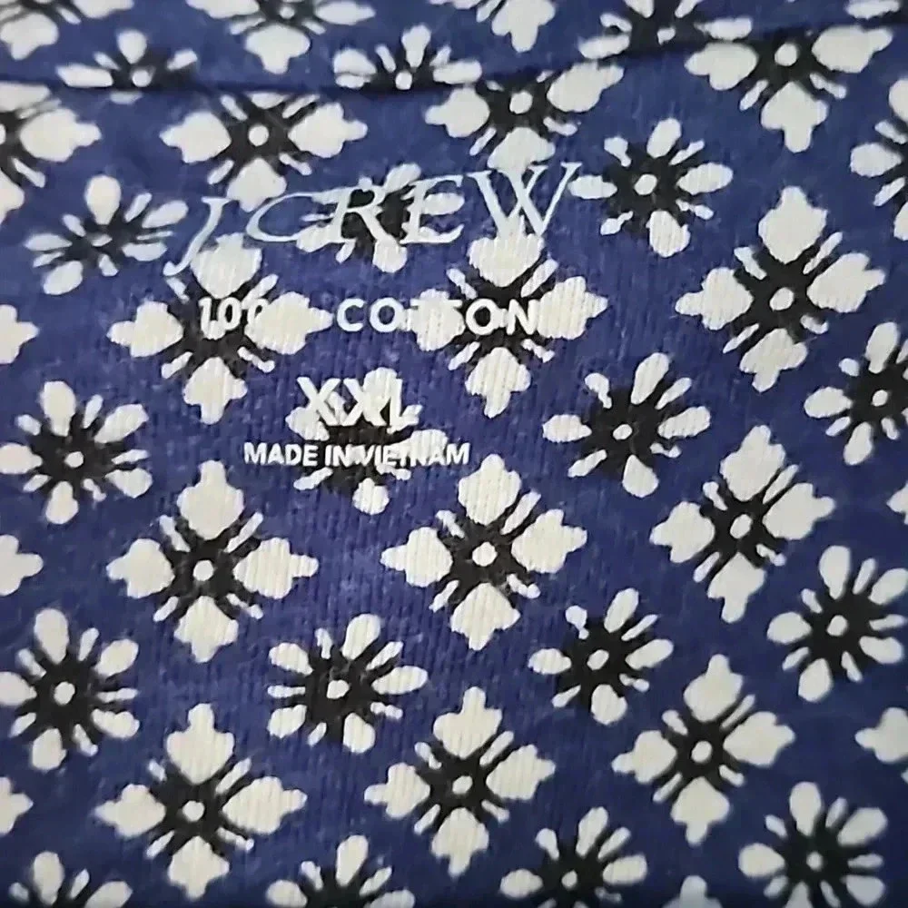 Rare J. Crew terry floral cotton camp collar shirt XXL NWOT